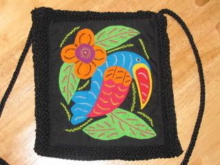 Crochet nylon bag close-up
