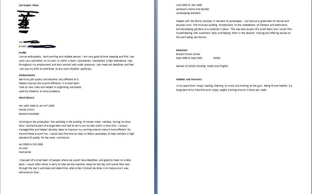 could you take a look over my cv overclockers uk forums how to set a cv out