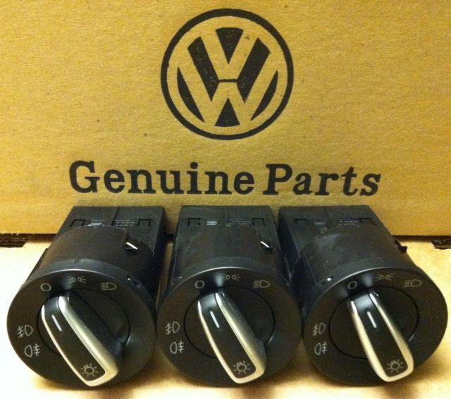 Genuine OEM VW Brushed Aluminum Trim European Headlight Switch. FREE