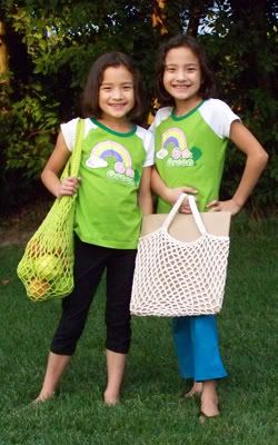 Crochet Produce Bags in Hot Green and Off White