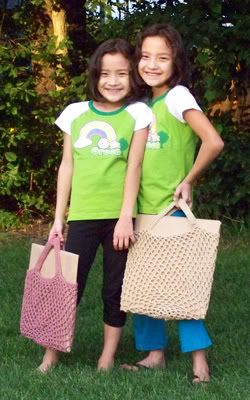 Crochet Produce Bags in Rose Pink and Natural