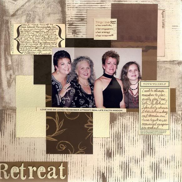 Retreat Layout by Neith, mixed Club Scrap Kits and Scrapbook Takeout April 2007 Kit