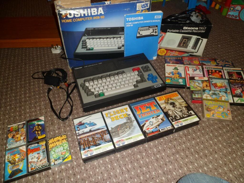 Closed Toshiba Msx + Cassette Deck, Both Boxed With Cables, Games And 