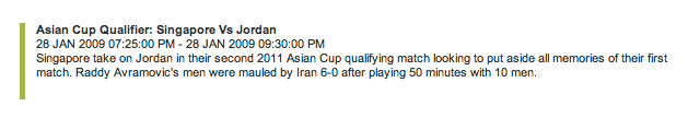 Asian Cup 2011 Qualifiers] Singapore vs Jordan