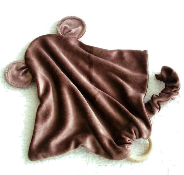 Alskar Baby OBV Monkey Blanket Wooden Ring Teething Cuddle Lovie