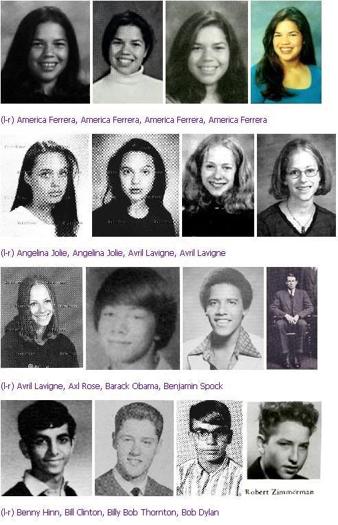 High school yearbook photos of Brad Pitt, Betty White, Will Smith, 