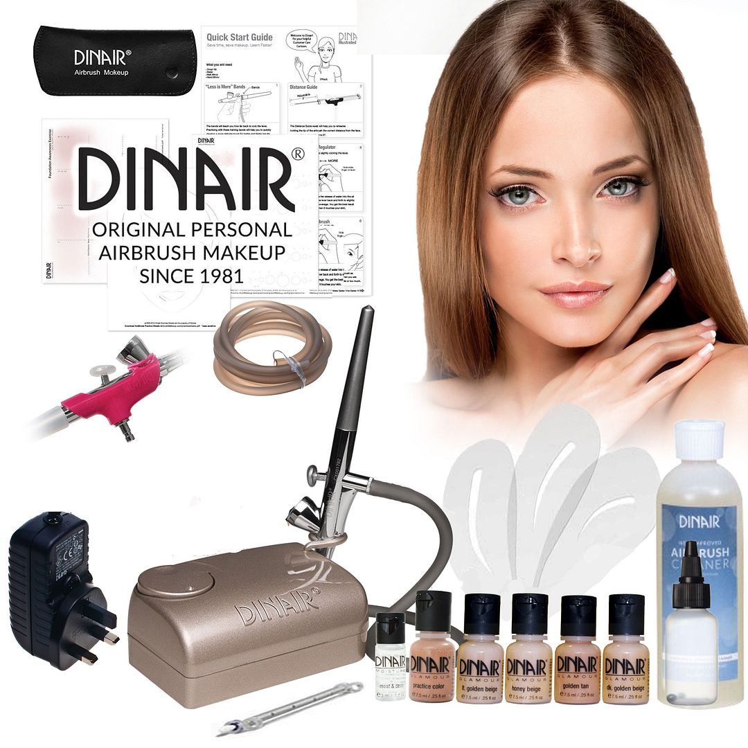 Dinair Personal Pro Airbrush makeup Kit. Full system inc stencil, gun