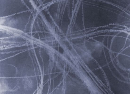 vapour trails during the Battle of Briatian over West Sussex