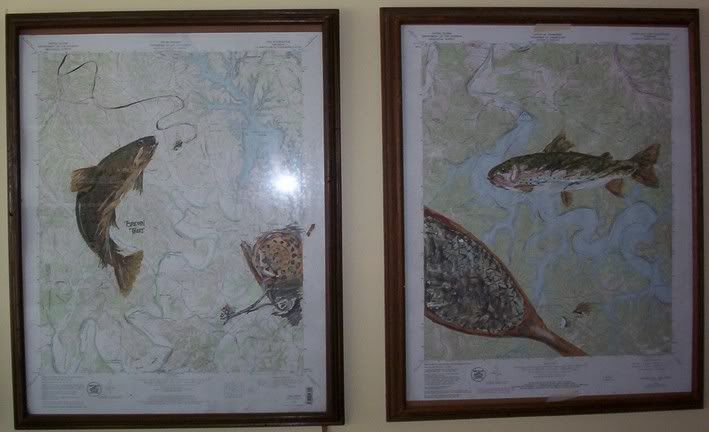 handpainted fly fishing trout maps artwork