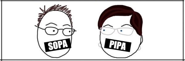 Deeky and Liss with their mouths censored by SOPA and PIPA