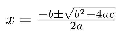 image of the quadratic formula