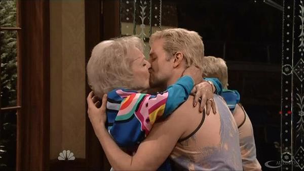 image of Betty White, an elderly white lady, making out with Bradley Cooper, a middle-aged white man