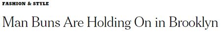 screen cap of a headline reading: 'Man Buns Are Holding On in Brooklyn'