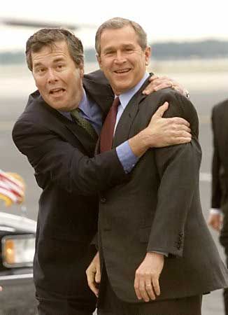 image of Jeb and George Bush goofing around