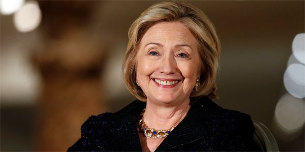 image of Hillary Clinton smiling on the verge of laughter