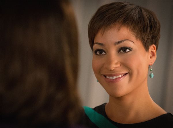 image of Cush Jumbo, a thin young black woman, as Lucca Quinn in The Good Wife