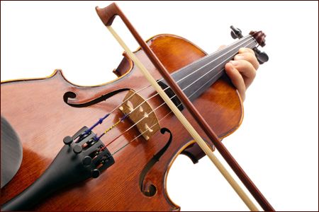 image of a white male hand playing a fiddle
