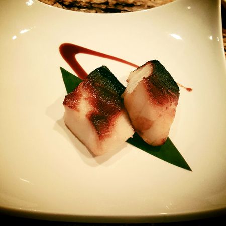 image of a plate with miso sea bass on it