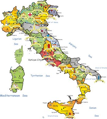 image of a map of Italy