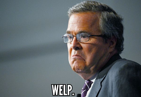 image of Jeb Bush frowning, to which I've added text reading: 'Welp.