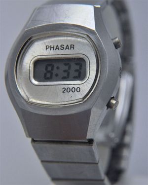 image of a silver-colored vintage men's digital watch