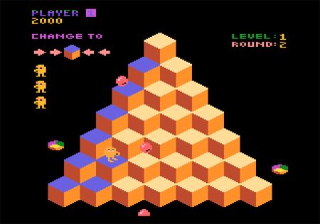 screen cap of gameplay from an Atari era Q*bert video game