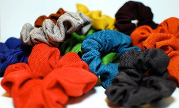 image of a bunch of colorful hair scrunchies