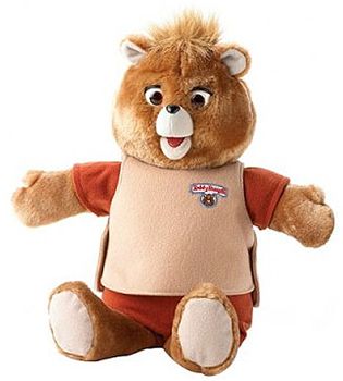 image of Teddy Ruxpin, a stuffed animatronic bear that was a popular children's toy in the 1980s