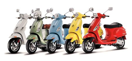 image of different colored Vespa scooters