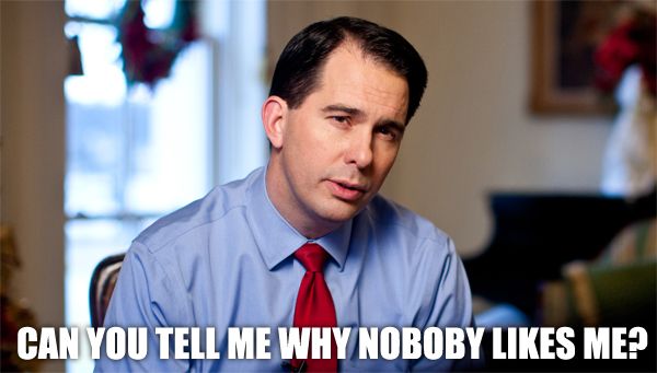 image of Scott Walker looking confused and dejected, to which I've added text reading: 'Can you tell me why nobody likes me?'