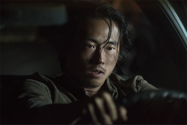 image of Glenn driving a car at night, from the latest episode of The Walking Dead