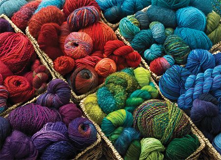 image of a display of many different colors of yarn