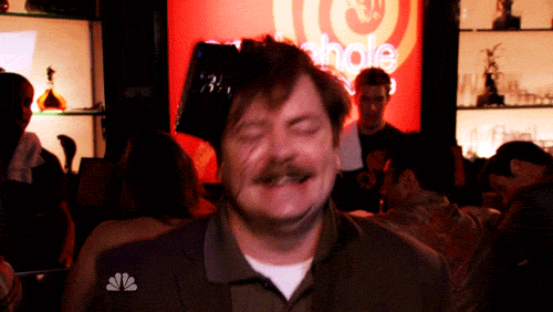 gif of Ron Swanson drunkenly dancing in a tiny hat