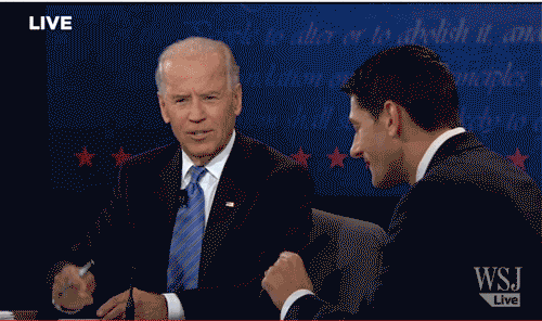 gif of VP Joe Biden crossing his arms exasperatedly at Paul Ryan with added text reading 'This Fucking Guy'