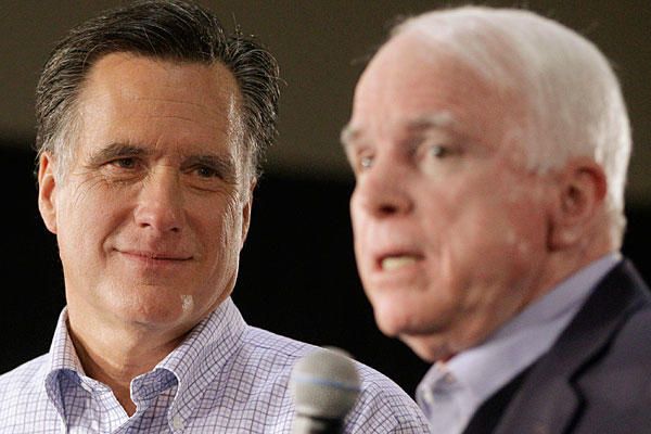 image of Mitt Romney staring dreamily at John McCain