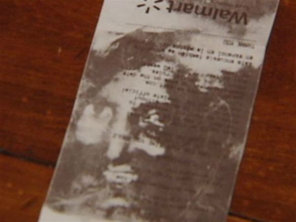 picture of stained Wal-Mart receipt