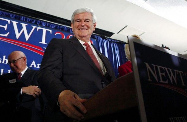 Republican U.S. presidential candidate and former U.S. House Speaker Newt Gingrich is pictured at his South Carolina primary election night rally in Columbia, South Carolina, January 21, 2012. [Reuters Pictures]