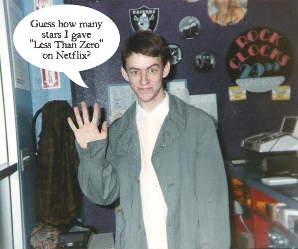 image photoshopped to contain dialogue bubble reading 'Guess how many stars I gave 'Less Than Zero' on Netflix?' just above Deeky's raised hand, making it look like the answer is 'five'.