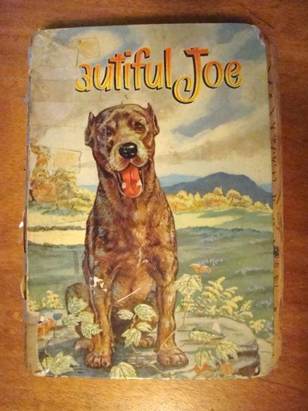 image of my tattered copy of Beautiful Joe, featuring a brown dog with cropped ears on the cover