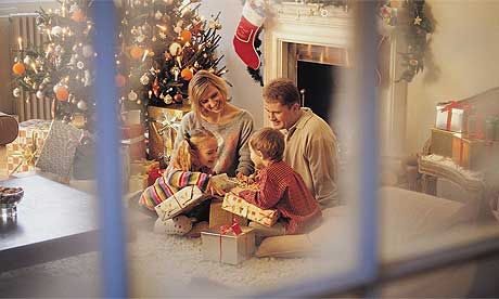 image of a kyriarchitypical family celebrating the perfect Christmas