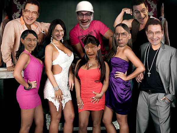 photoshopped image with famous nerd Eddie Deezen's head on all the bodies of the Jersey Shore cast