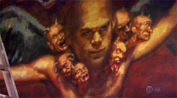 image of a painting featuring Dexter's face as the proverbial Beast