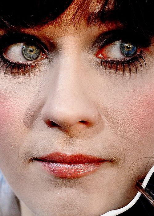 image of the center of Zooey Deschanel's face in extreme close-up