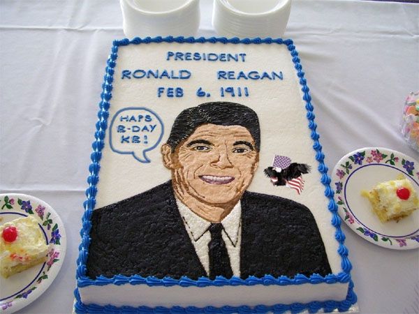 image of a Ronald Reagan cake wishing Kenny Blogginz a happy birthday