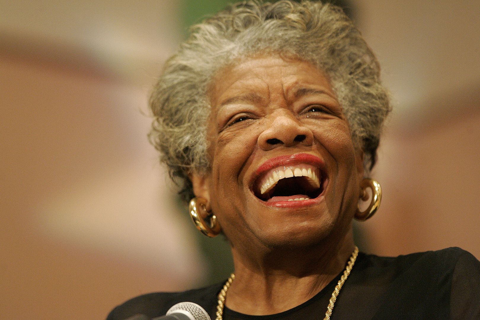 image of poet Maya Angelou, laughing