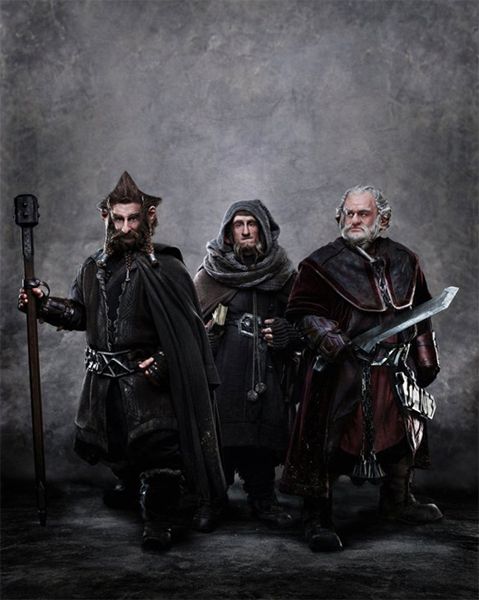 first image of dwarves Nori, Ori, and Dori from the set of The Hobbit