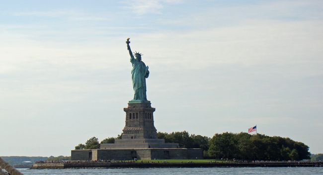 photo taken by Melissa McEwan of the Statue of Liberty from the harbor in September 2009
