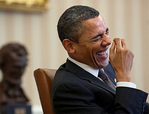 image of President Obama laughing