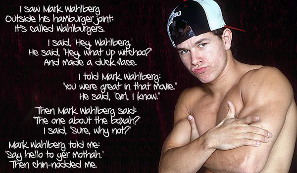 image of Mark Wahlberg in his early career incarnation as 'Marky Mark,' accompanied by the text of my haiku