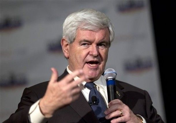 Republican presidential candidate former House Speaker Newt Gingrich speaks during a campaign stop Monday, Feb. 13, 2012, in Pasadena, Calif. [AP Photo]
